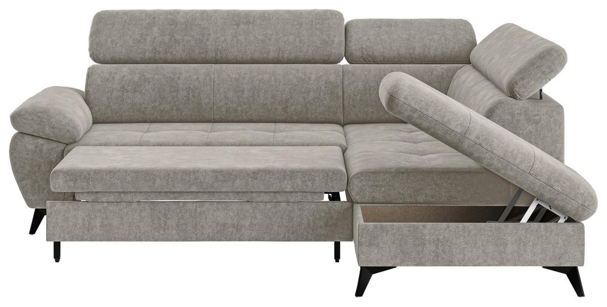 ECKSOFA in Schlammfarben  - Schlammfarben/Schwarz, Textil/Metall (265/207cm) - MID.YOU