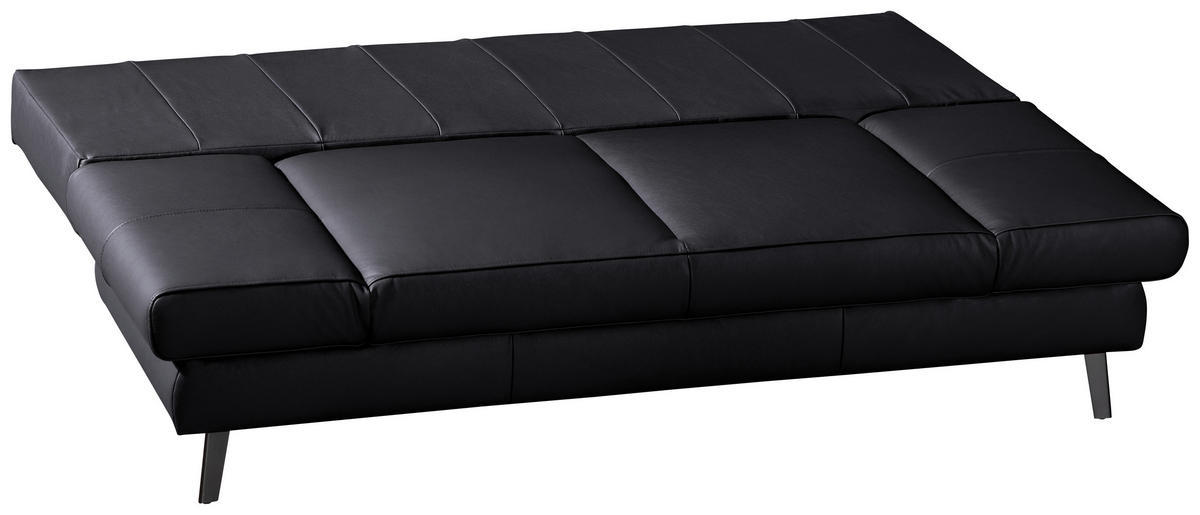 SCHLAFSOFA in Echtleder Schwarz  - Schwarz, Konventionell, Leder/Metall (200/85/90cm) - Novel