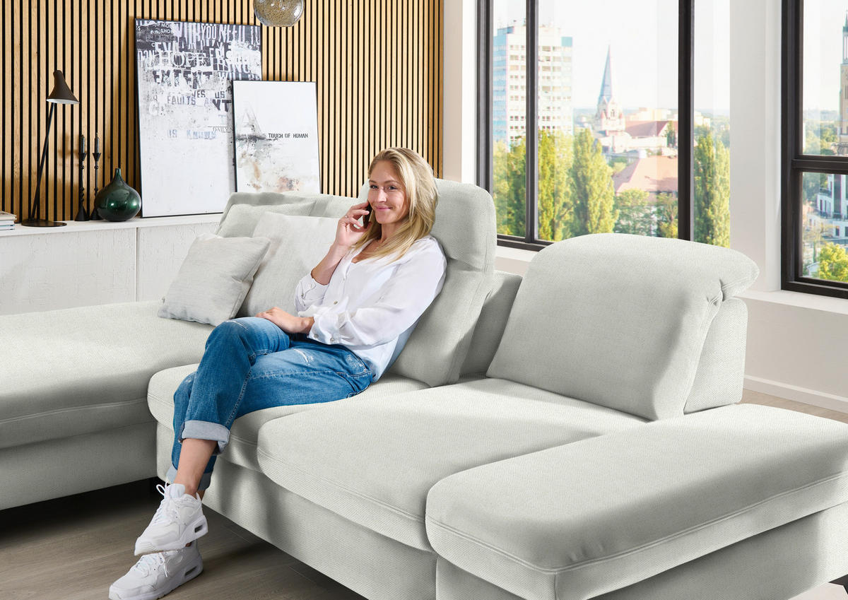 ECKSOFA  in Chenille Naturfarben  198/288 cm  - Schwarz/Naturfarben, Design, Textil/Metall (198/288cm) - Beldomo Style