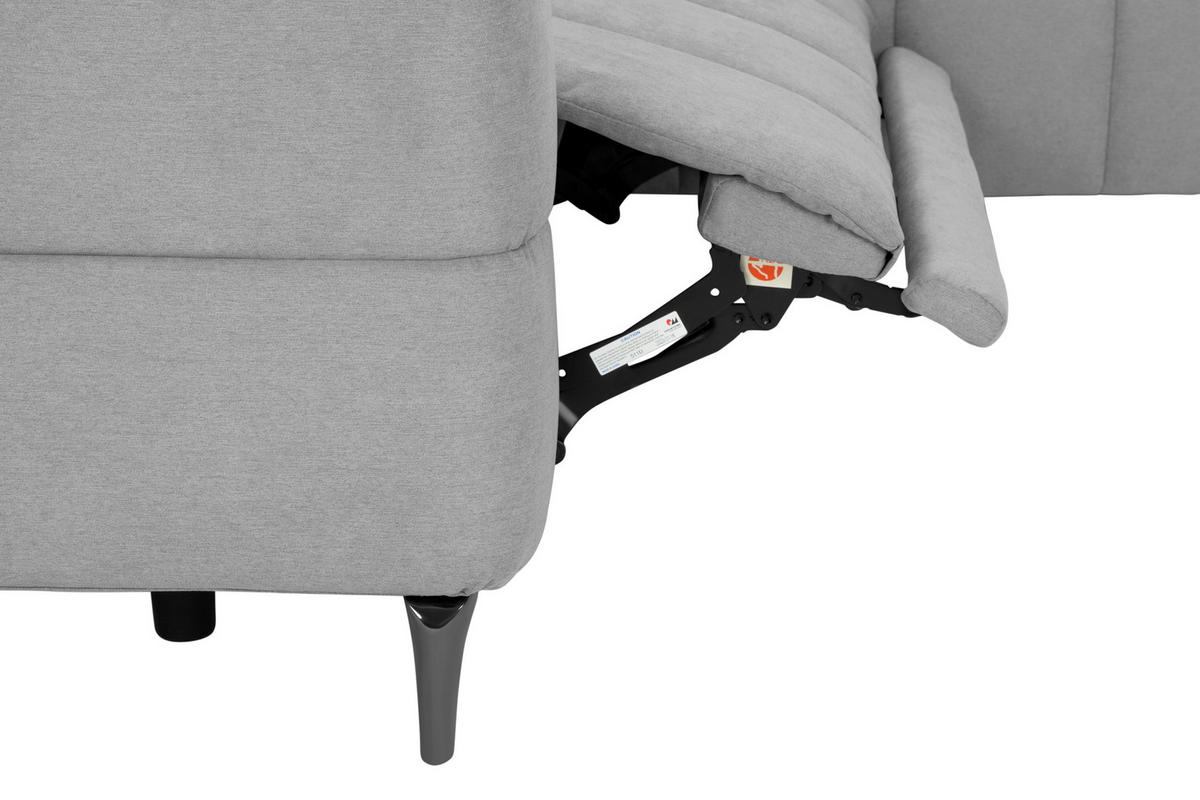 ECKSOFA Hellgrau Mikrofaser  - Silberfarben/Hellgrau, Design, Textil/Metall (242/161cm) - Livetastic