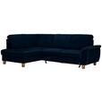 ECKSOFA in Flachgewebe Blau  - Blau/Eichefarben, Design, Holz/Textil (185/253cm) - Cantus