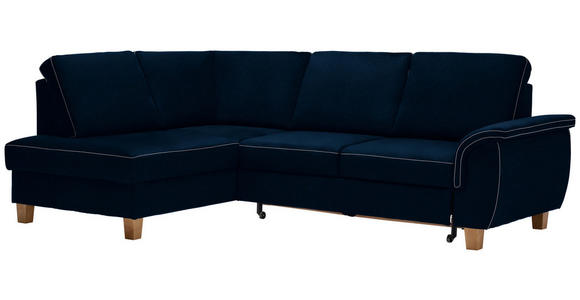 ECKSOFA in Flachgewebe Blau  - Blau/Eichefarben, Design, Holz/Textil (185/253cm) - Cantus