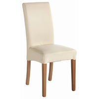 STUHL Lederlook Beige  - Beige/Buchefarben, LIFESTYLE, Holz/Textil (42/95/57cm) - Carryhome