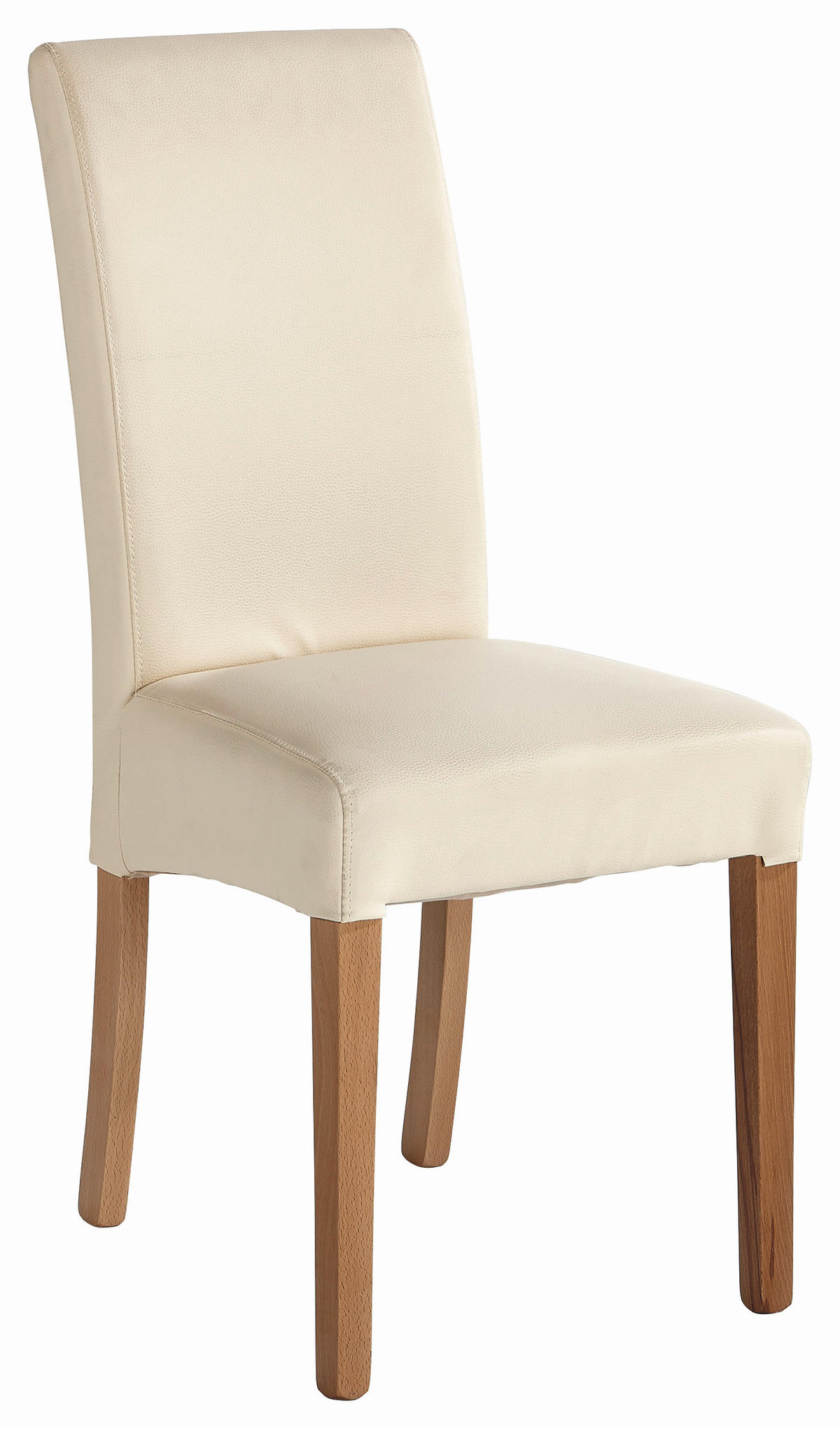 STUHL Lederlook Beige  - Beige/Buchefarben, LIFESTYLE, Holz/Textil (42/95/57cm) - Carryhome