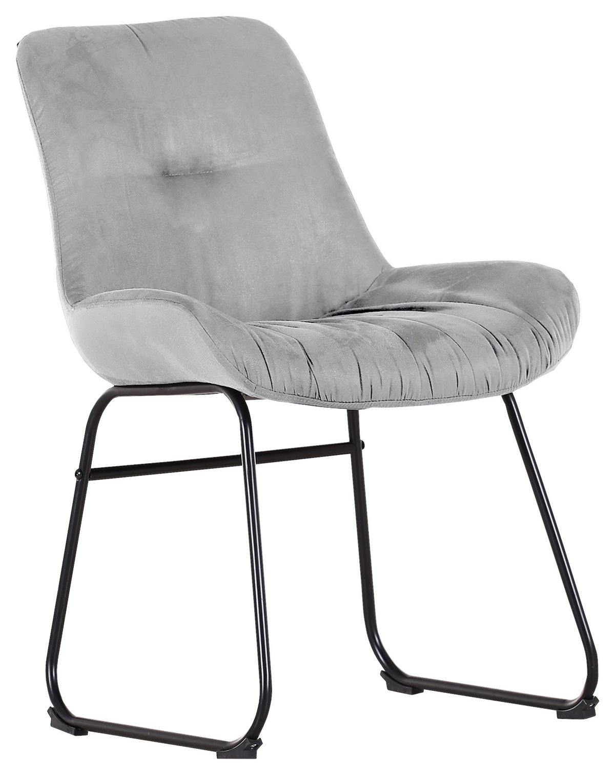 SESSEL Velours Hellgrau    - Hellgrau/Schwarz, Design, Textil/Metall (55/84/62cm) - Livetastic