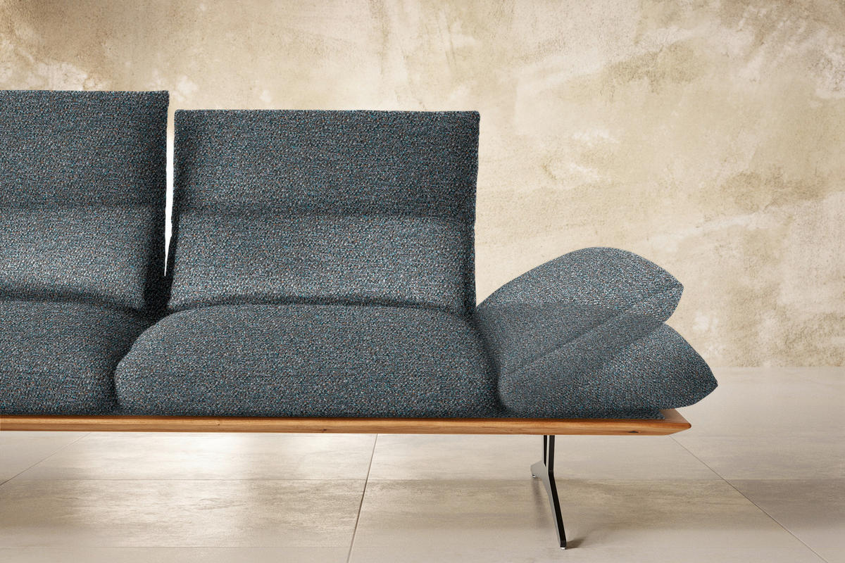 ECKSOFA in Flachgewebe Blaugrau  159/314 cm  - Blaugrau/Schwarz, Design, Holz/Textil (159/314cm) - Dieter Knoll