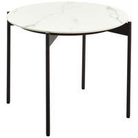 COUCHTISCH in Metall, Keramik 55/55/49 cm  - Creme/Schwarz, Design, Keramik/Metall (55/55/49cm) - Venjakob