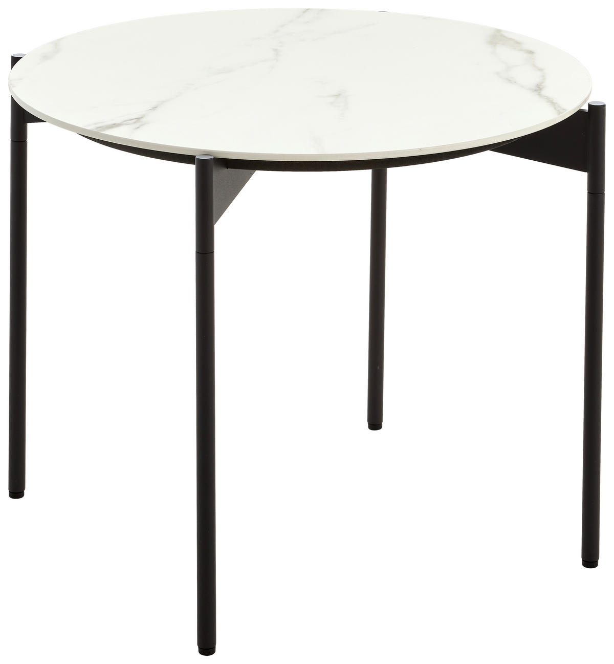 COUCHTISCH in Metall, Keramik 55/55/49 cm  - Creme/Schwarz, Design, Keramik/Metall (55/55/49cm) - Venjakob