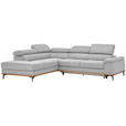 ECKSOFA in Webstoff Creme  - Creme/Schwarz, Natur, Holz/Textil (226/282cm) - Novel