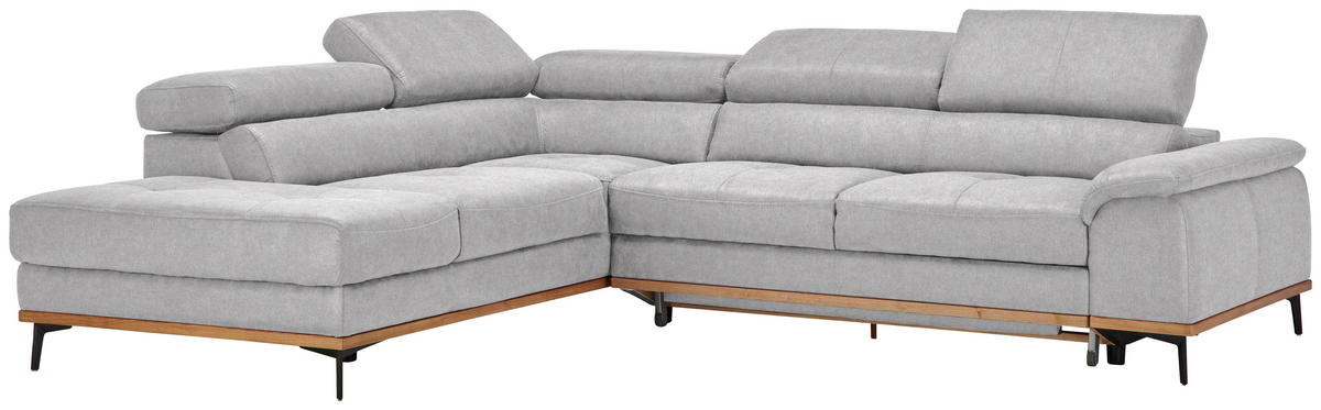 ECKSOFA in Webstoff Creme  - Creme/Schwarz, Natur, Holz/Textil (226/282cm) - Novel