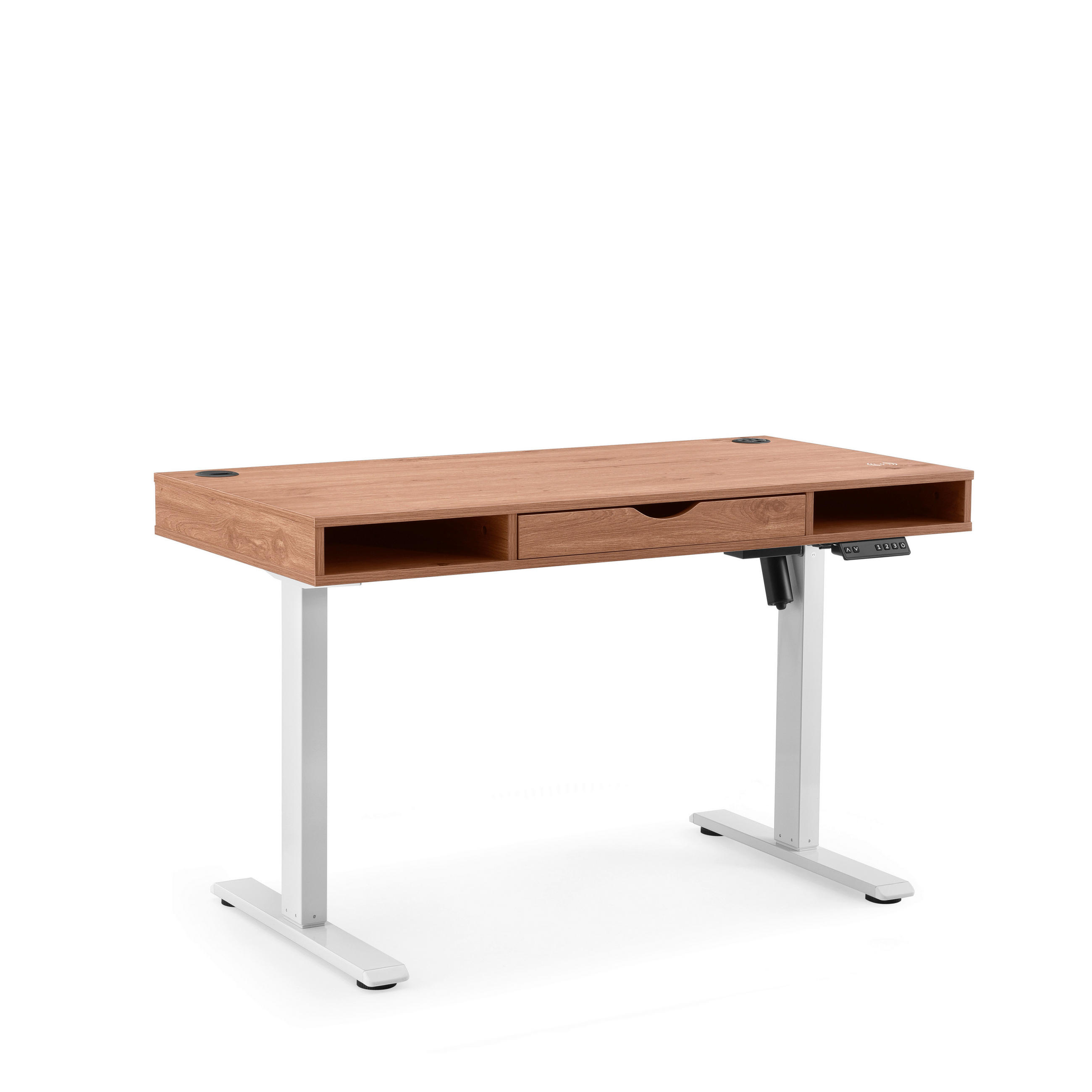 SCHREIBTISCH 120/60/72-110 cm  in Weiß, Eichefarben  - Eichefarben/Weiß, MODERN, Holz/Metall (120/60/72-110cm) - MID.YOU