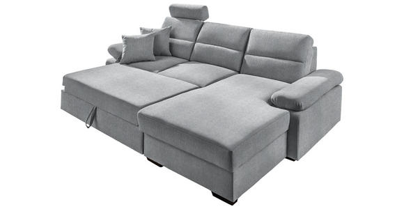 ECKSOFA in Webstoff Grau  - Dunkelbraun/Grau, KONVENTIONELL, Kunststoff/Textil (258/166cm) - Cantus