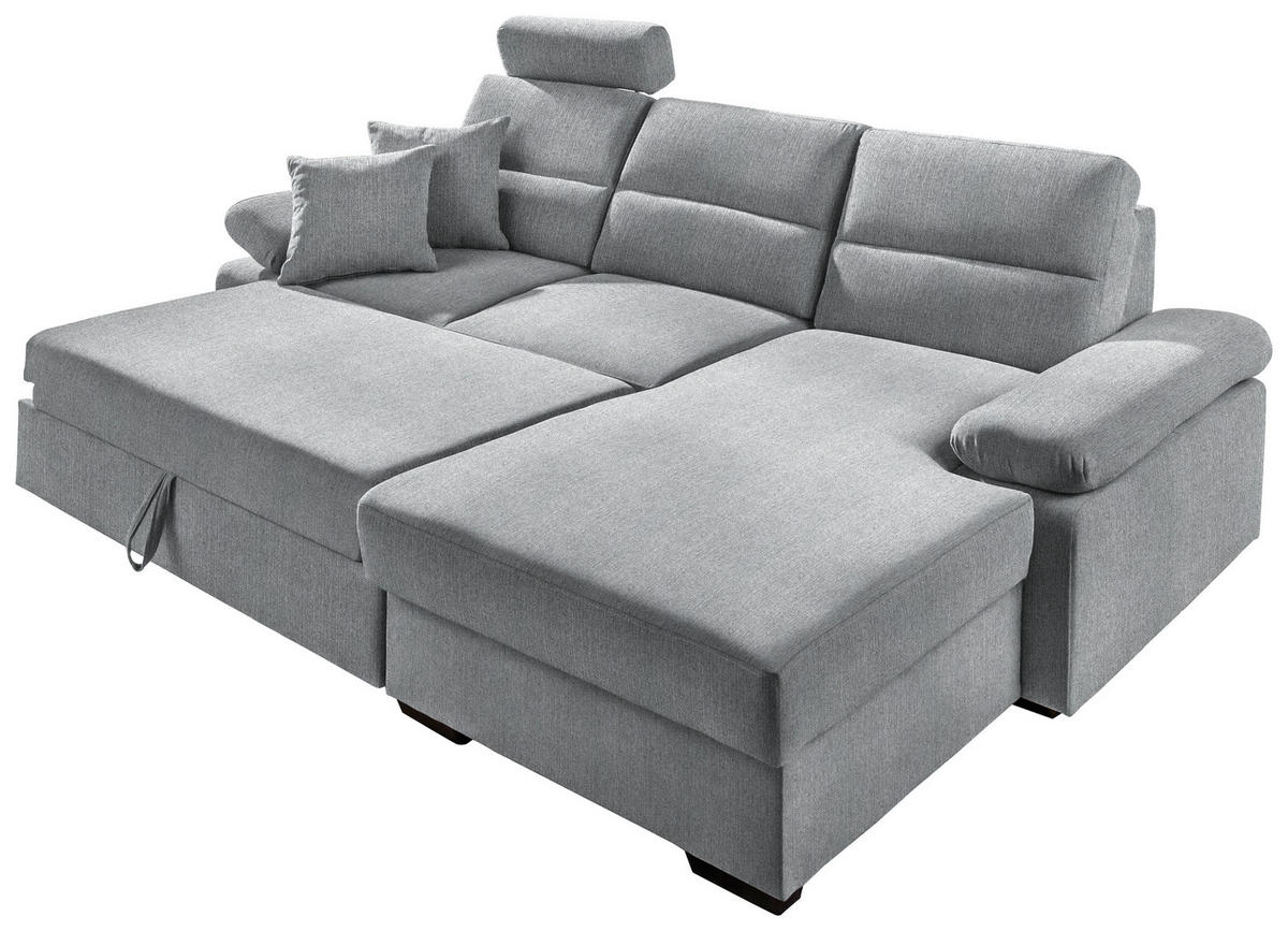 ECKSOFA Grau Webstoff  - Dunkelbraun/Grau, KONVENTIONELL, Kunststoff/Textil (258/166cm) - Cantus