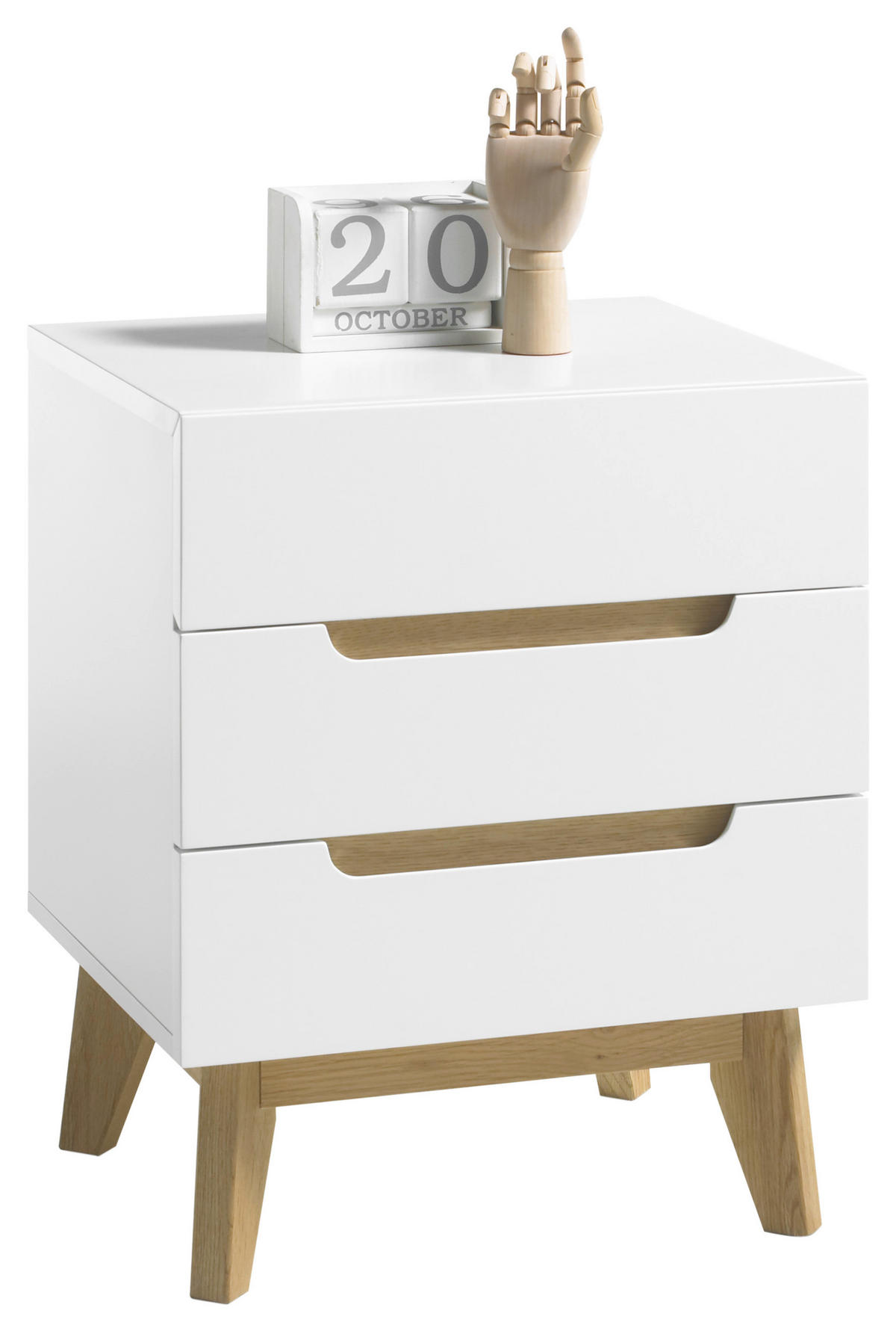 NACHTSCHRANK 48/60/40 cm Asteiche  - Eichefarben/Weiß, Design, Holz/Holzwerkstoff (48/60/40cm)