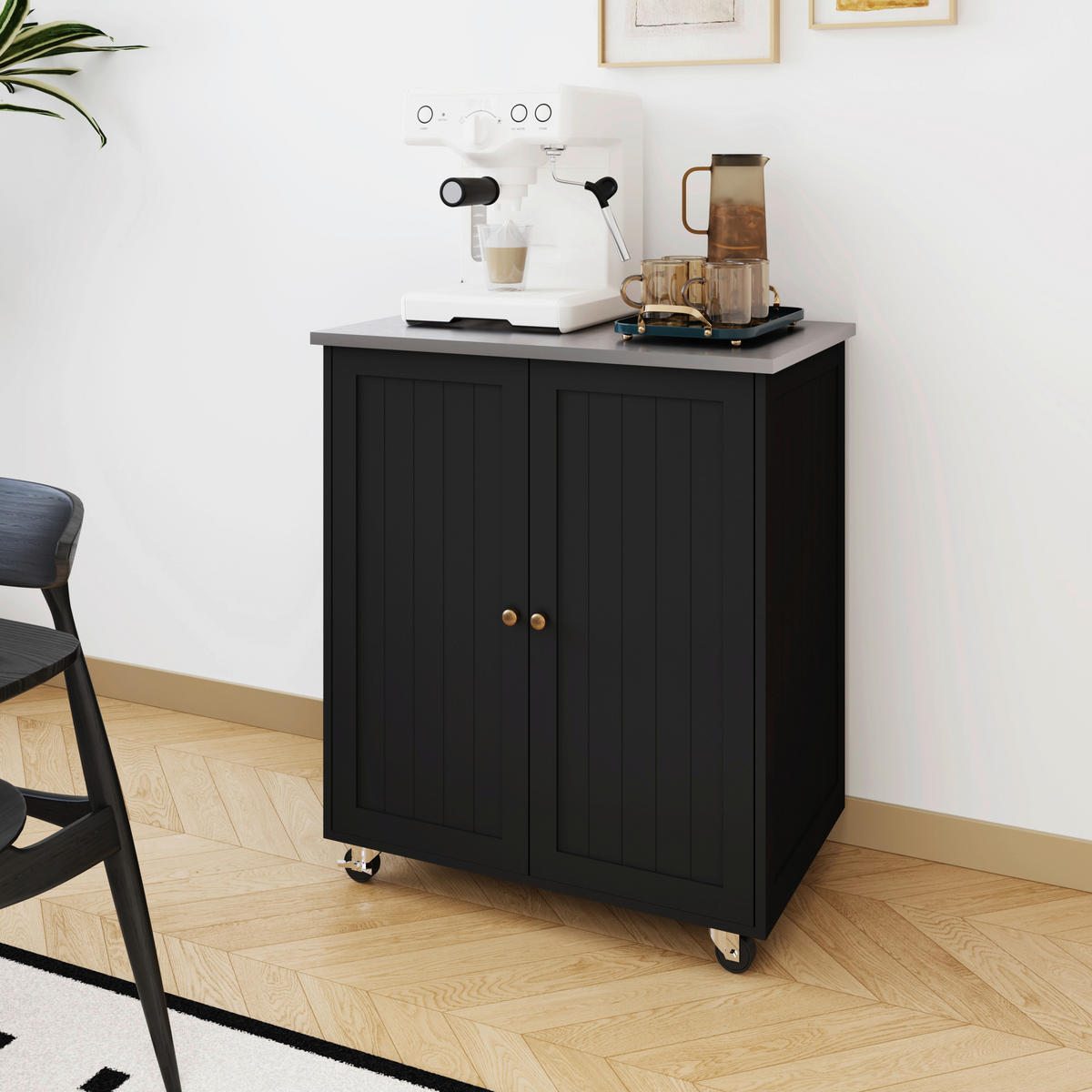 KÜCHENINSEL   in Schwarz, Edelstahlfarben  - Edelstahlfarben/Messingfarben, Basics, Holzwerkstoff/Metall (76/89/49,5cm) - MID.YOU