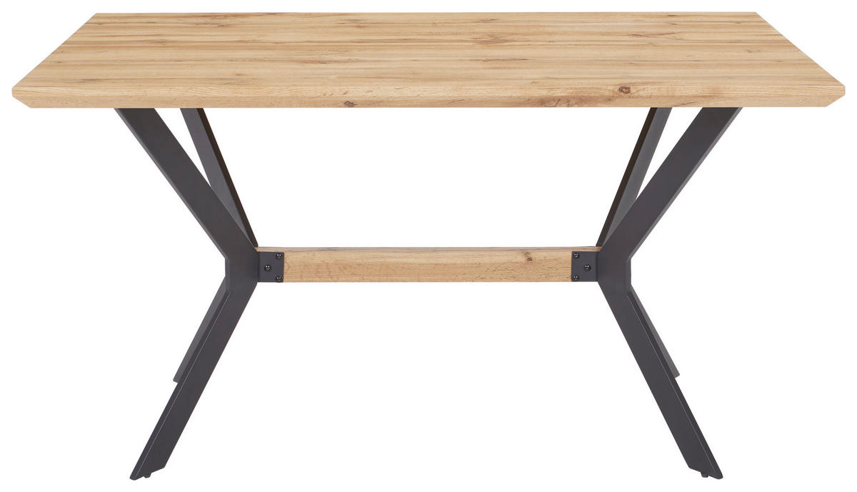 ESSTISCH rechteckig Schwarz, Eichefarben  - Eichefarben/Schwarz, MODERN, Holzwerkstoff/Metall (140/90/76cm) - MID.YOU