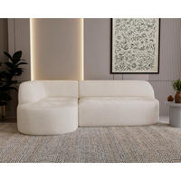 ECKSOFA Chenille Creme  - Creme/Schwarz, Design, Kunststoff/Textil (156/218cm) - Livetastic