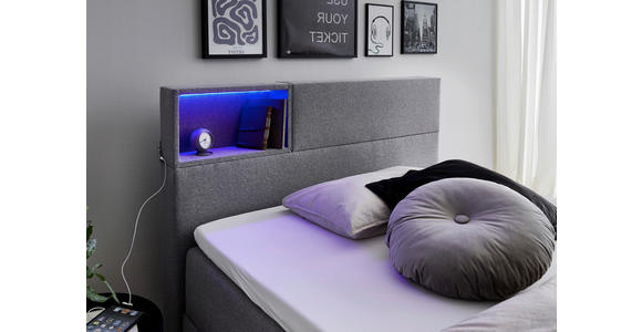 BOXSPRINGBETT 120/200 cm in Hellgrau - Hellgrau/Schwarz, Design, Holz/Textil (120/200cm) - Xora