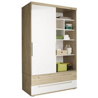 SCHIEBETÜRENSCHRANK 2-türig Weiß, Eichefarben  - Eichefarben/Silberfarben, Design, Holzwerkstoff/Metall (164,1/206,9/63,9cm) - Paidi