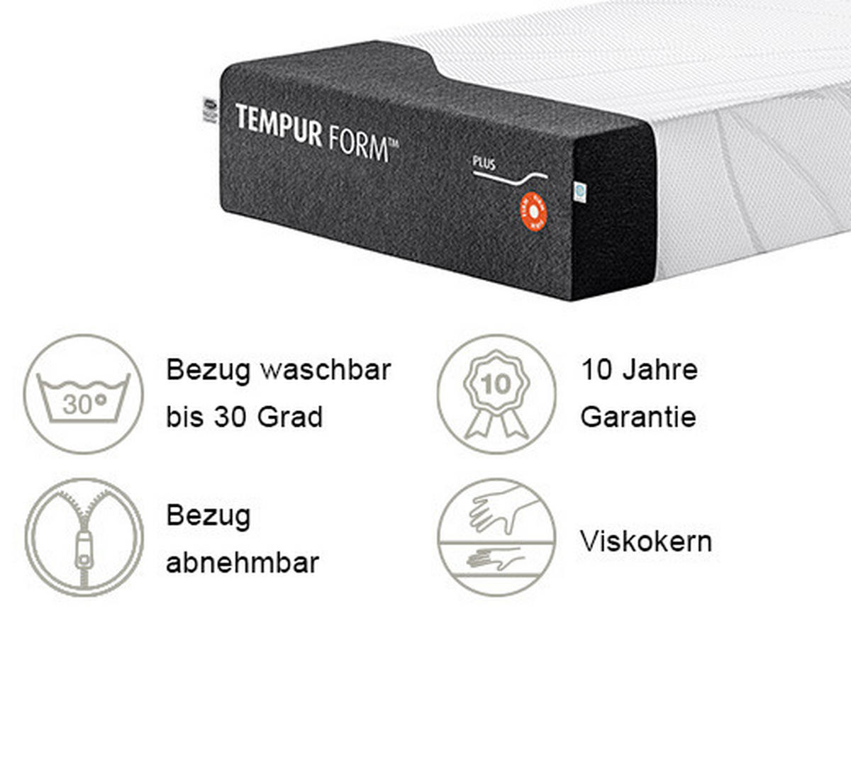 MATRATZE FIRM FORM PLUS-FIRM 80/200 cm Höhe ca. 25 cm  - Anthrazit/Weiß, Basics, Textil (80/200cm) - Tempur