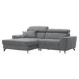 ECKSOFA Grau Velours  - Schwarz/Grau, Design, Textil/Metall (181/267cm) - Carryhome