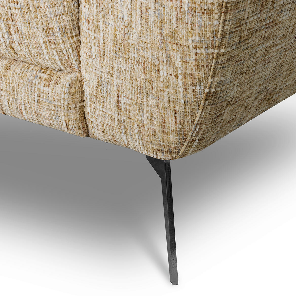 3-SITZER-SOFA Webstoff Hellbraun  - Hellbraun/Schwarz, Design, Textil/Metall (187/85/92cm) - Livetastic