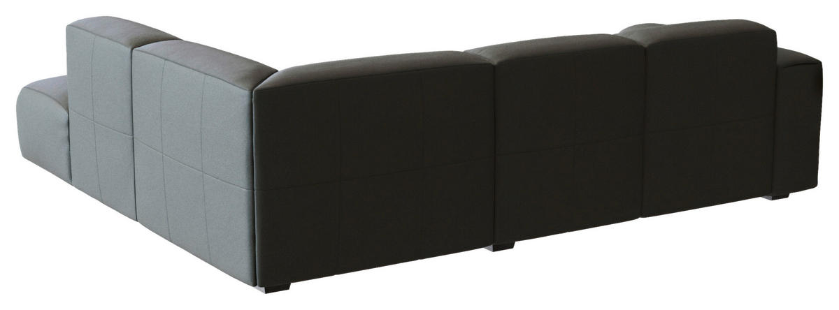 ECKSOFA Dunkelgrau Echtleder  - Dunkelgrau/Schwarz, Design, Leder/Holz (256/231cm) - Livetastic