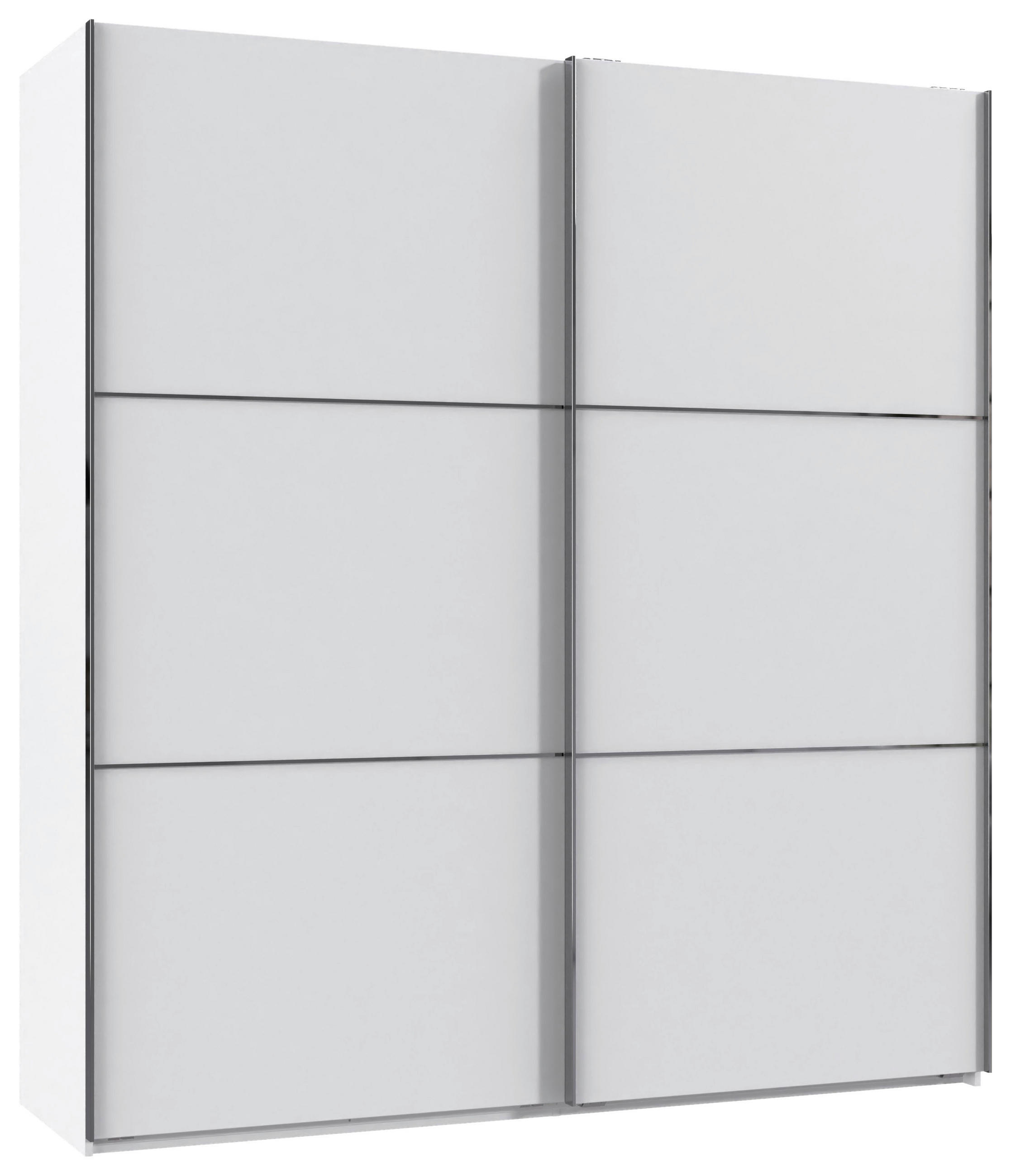 SCHWEBETÜRENSCHRANK 200/216/65 cm 2-türig Weiß, Edelstahlfarben  - Edelstahlfarben/Weiß, KONVENTIONELL, Holzwerkstoff/Metall (200/216/65cm) - Stylife