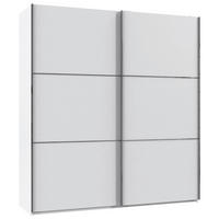 SCHWEBETÜRENSCHRANK 200/216/65 cm 2-türig Weiß, Edelstahlfarben  - Edelstahlfarben/Weiß, KONVENTIONELL, Holzwerkstoff/Metall (200/216/65cm) - Stylife