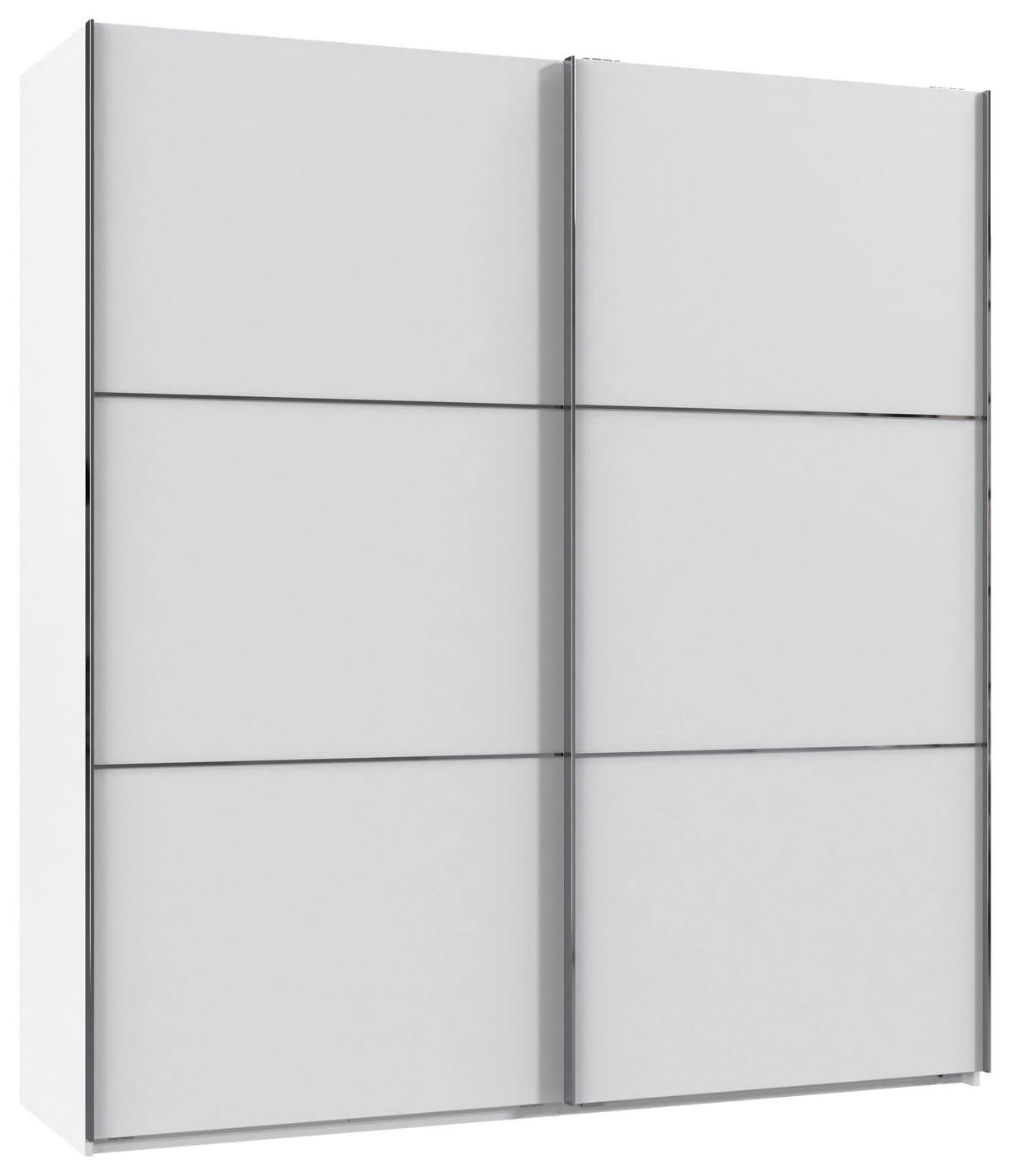 SCHWEBETÜRENSCHRANK 200/216/65 cm 2-türig Weiß, Edelstahlfarben  - Edelstahlfarben/Weiß, KONVENTIONELL, Holzwerkstoff/Metall (200/216/65cm) - Stylife