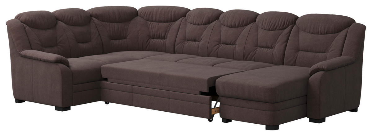 WOHNLANDSCHAFT in Chenille Braun  - Schwarz/Braun, Basics, Kunststoff/Textil (211/330/162cm) - MID.YOU