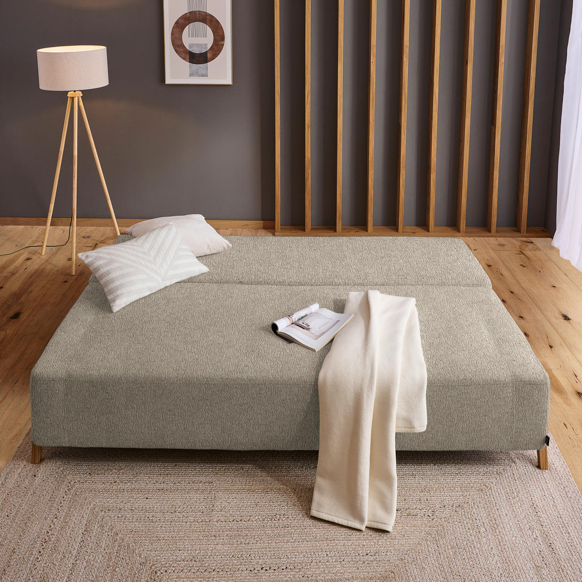 SCHLAFSOFA in Textil Braun  - Naturfarben/Braun, Design, Holz/Textil (211/88/102cm) - Niels Andersson