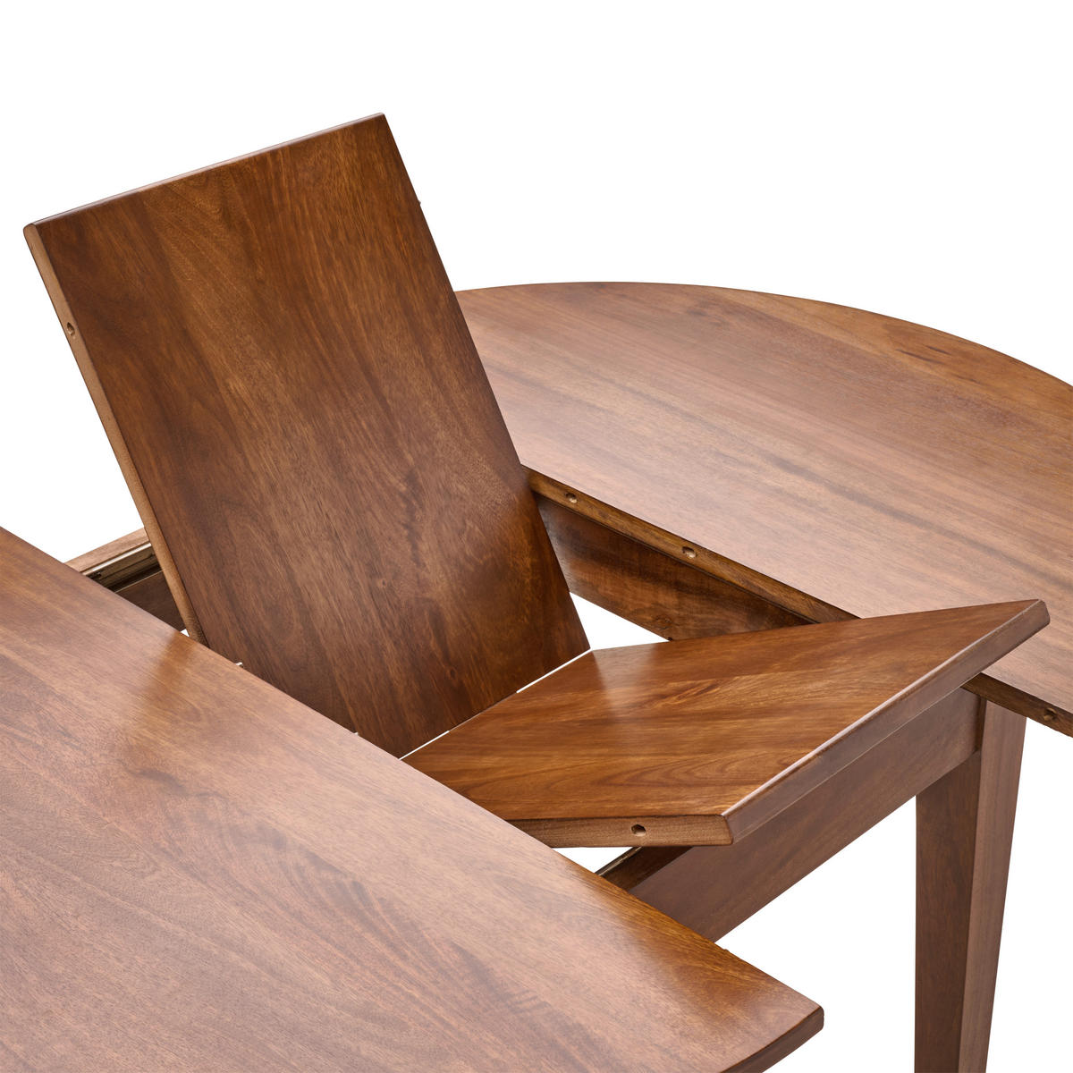 ESSTISCH 115/115/76 cm Echtholz  Holz ausziehbar, schnell aufzubauende und stabile Arbeitsfläche oval Walnussfarben  - Walnussfarben, MODERN, Holz (115/115/76cm) - Livetastic