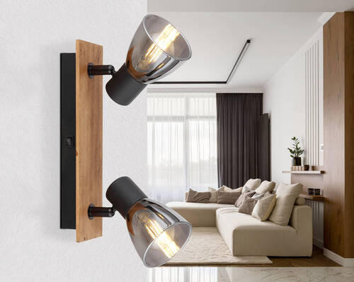 STRAHLER 25/7/15,5 cm - Dunkelbraun/Schwarz, Natur, Glas/Holz (25/7/15,5cm) - Globo