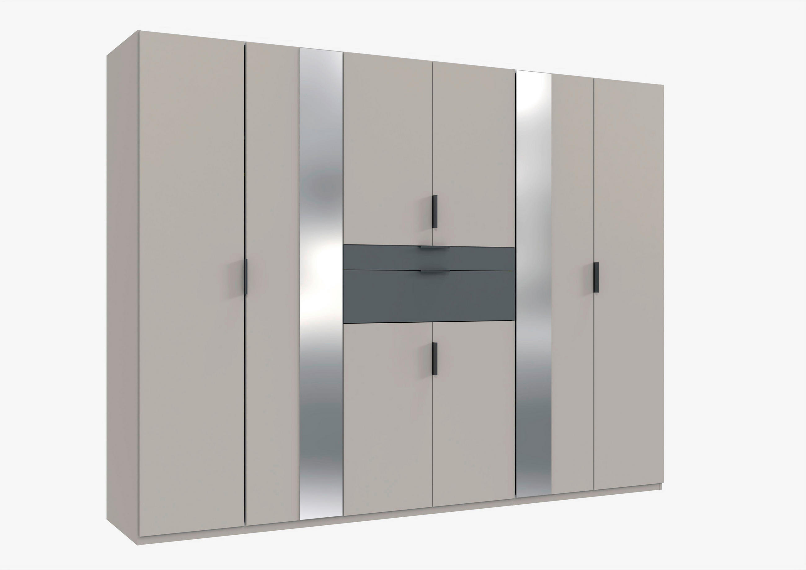 KLEIDERSCHRANK 270/208/58 cm,  in Graphitfarben, Grau, 8 Tür(en)-türig  - Schwarz/Graphitfarben, MODERN, Glas/Holzwerkstoff (270/208/58cm) - Boxxx
