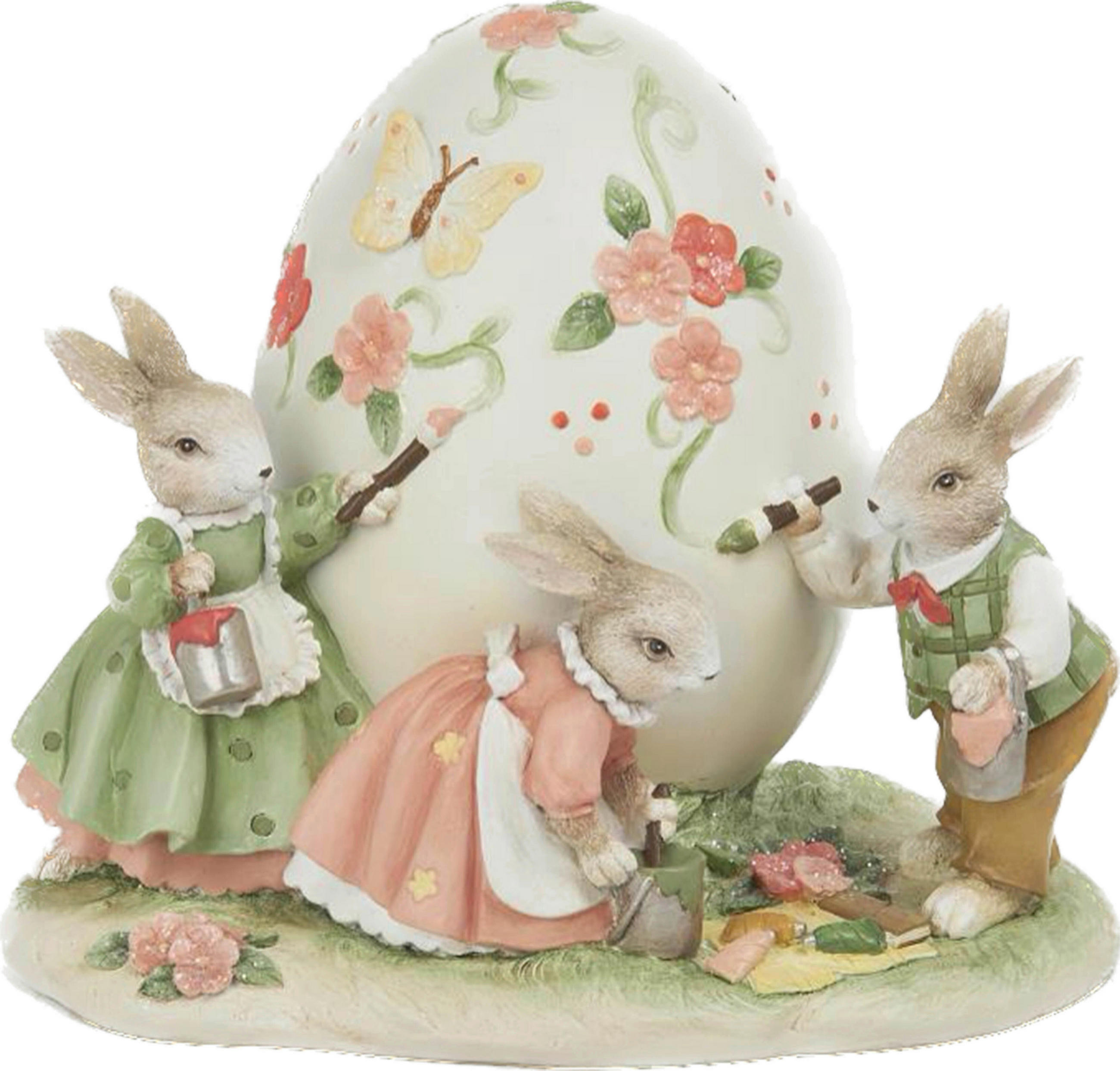 DEKORAČNÍ ZAJÍC - bílá/zelená, Lifestyle, plast (21,5/16,7/17,7cm)