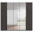 DREHTÜRENSCHRANK 251/235/61 cm,  in Graphitfarben, 5-türig  - Chromfarben/Schwarz, Basics, Glas/Holzwerkstoff (251/235/61cm) - Novel