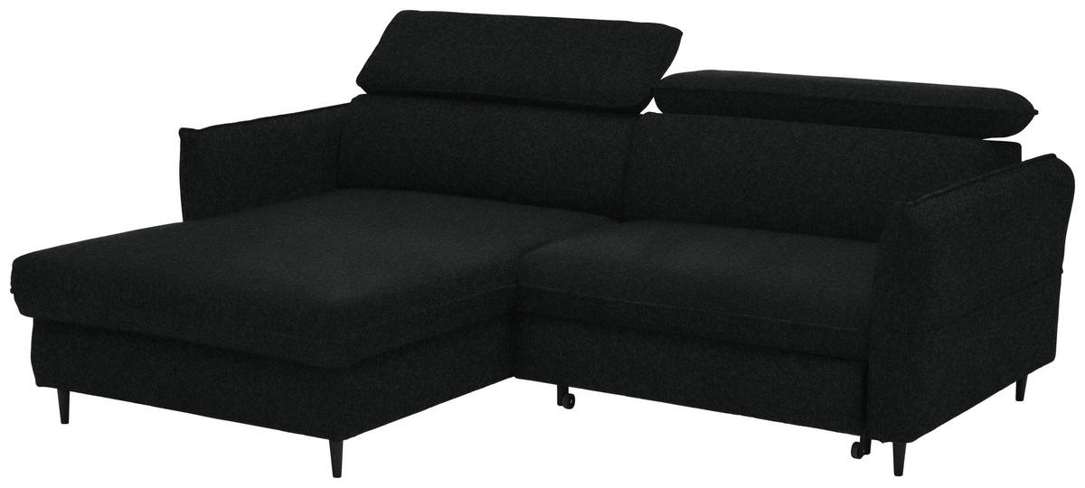 ECKSOFA in Samt Schwarz  - Schwarz, Design, Holz/Textil (185/232cm) - Stylife