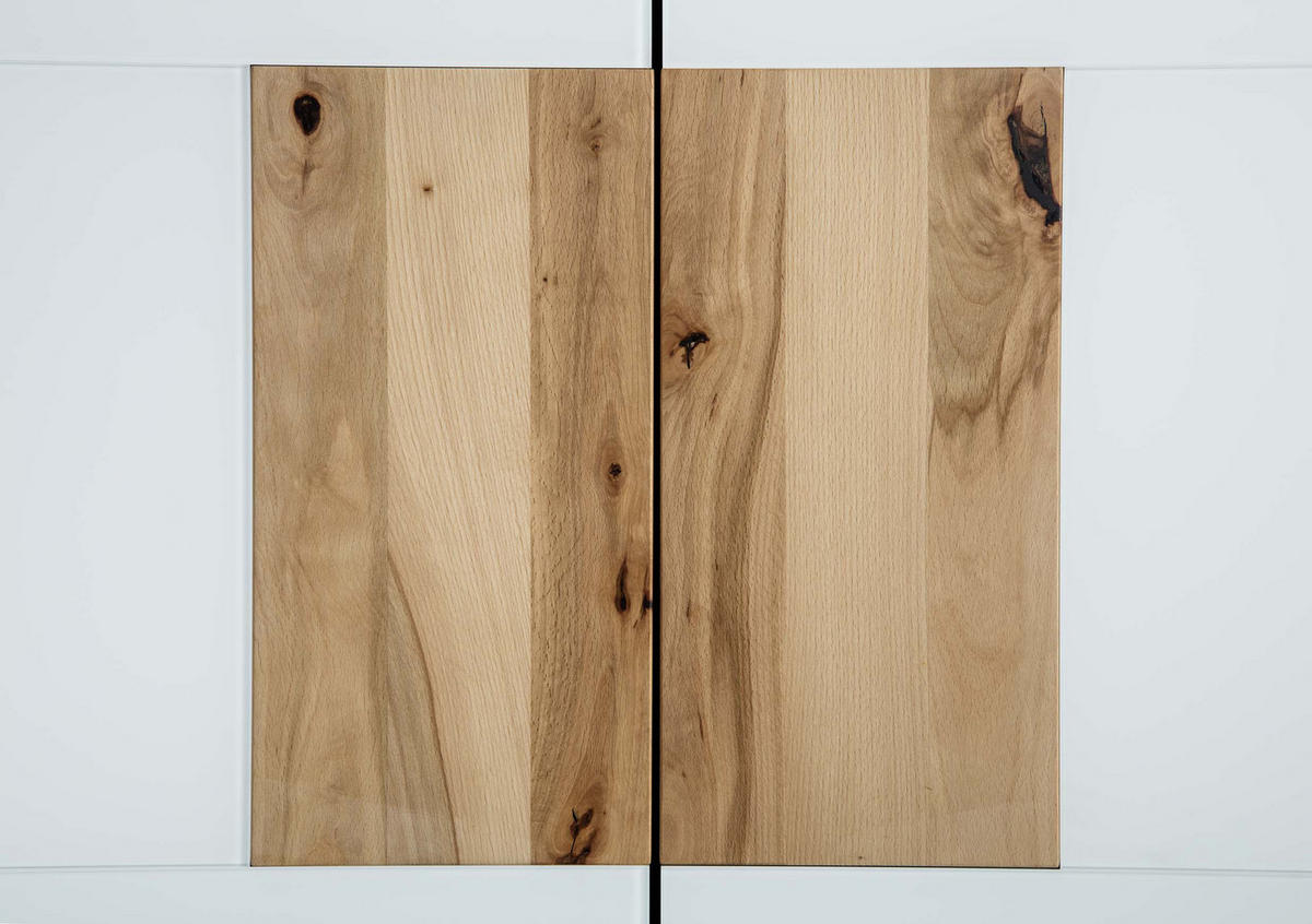 SCHUHSCHRANK Kernbuche massiv Weiß, Buchefarben  - Buchefarben/Weiß, MODERN, Glas/Holz (72/112/37cm) - Linea Natura