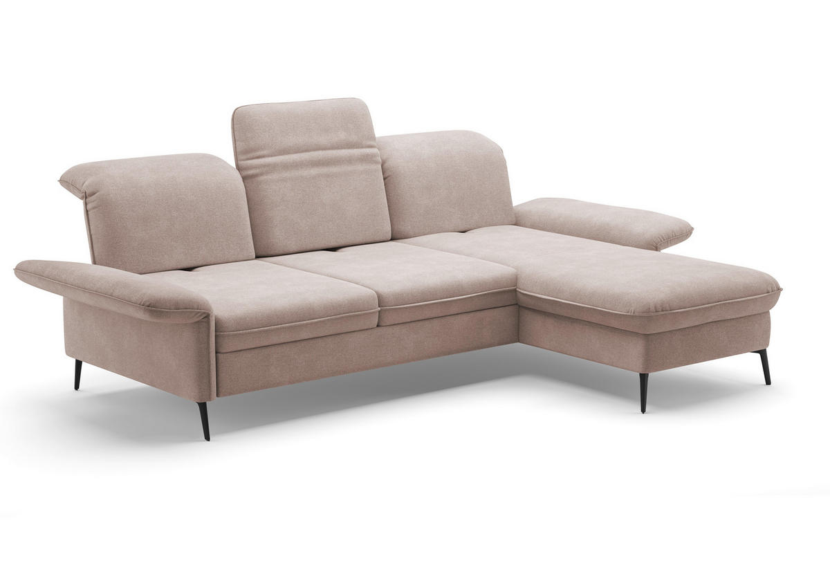 ECKSOFA in Flachgewebe Greige  - Greige/Schwarz, Konventionell, Textil/Metall (264/198cm) - Sit & More