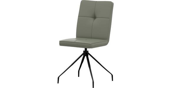 STUHL  Lederauswahl, Sitzfläche 180° drehbar  Echtleder  - Graugrün, Design, Leder/Metall (45/96/58cm) - Moderano