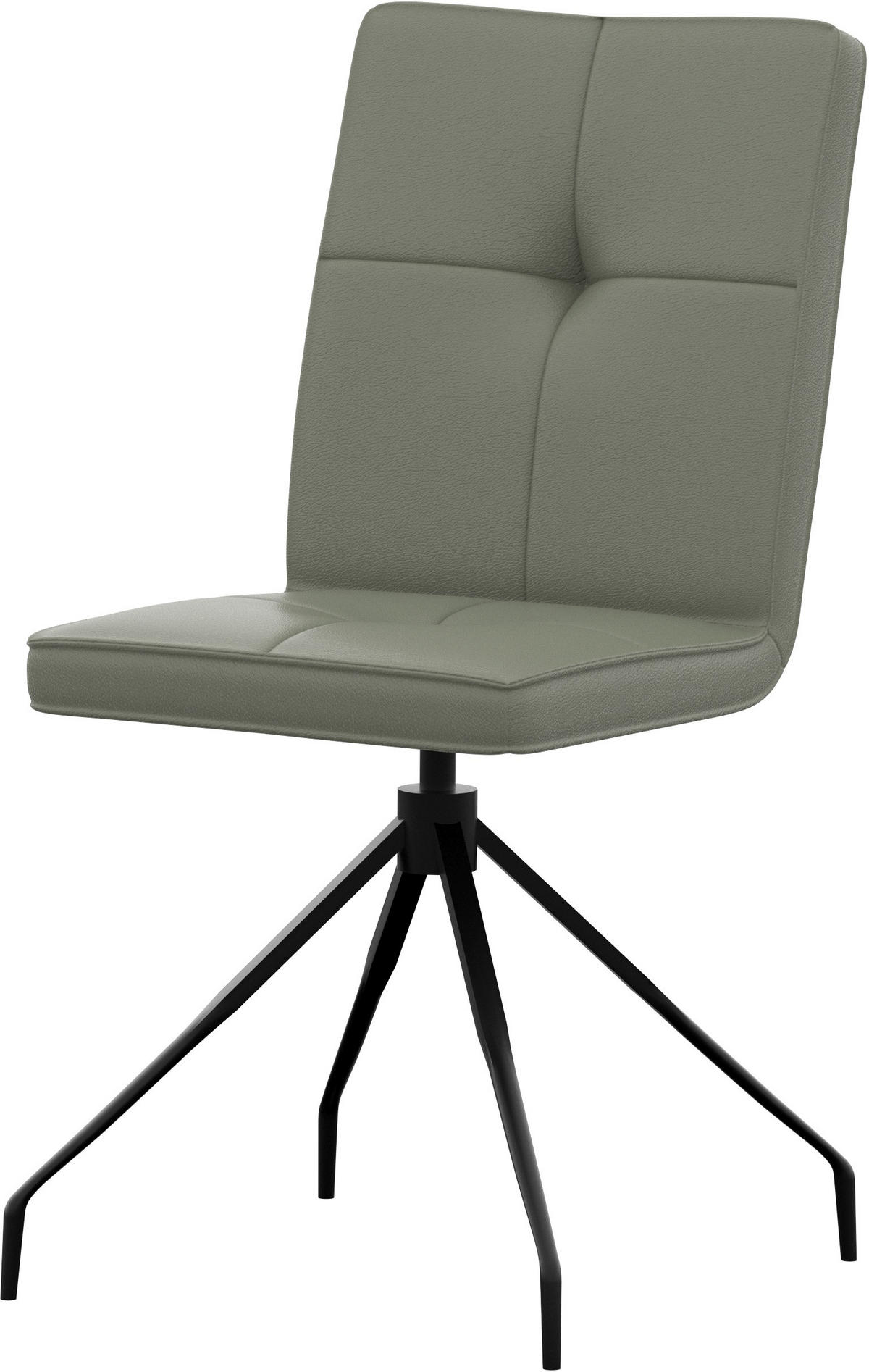 STUHL Echtleder Graugrün  - Graugrün, Design, Leder/Metall (45/96/58cm) - Moderano