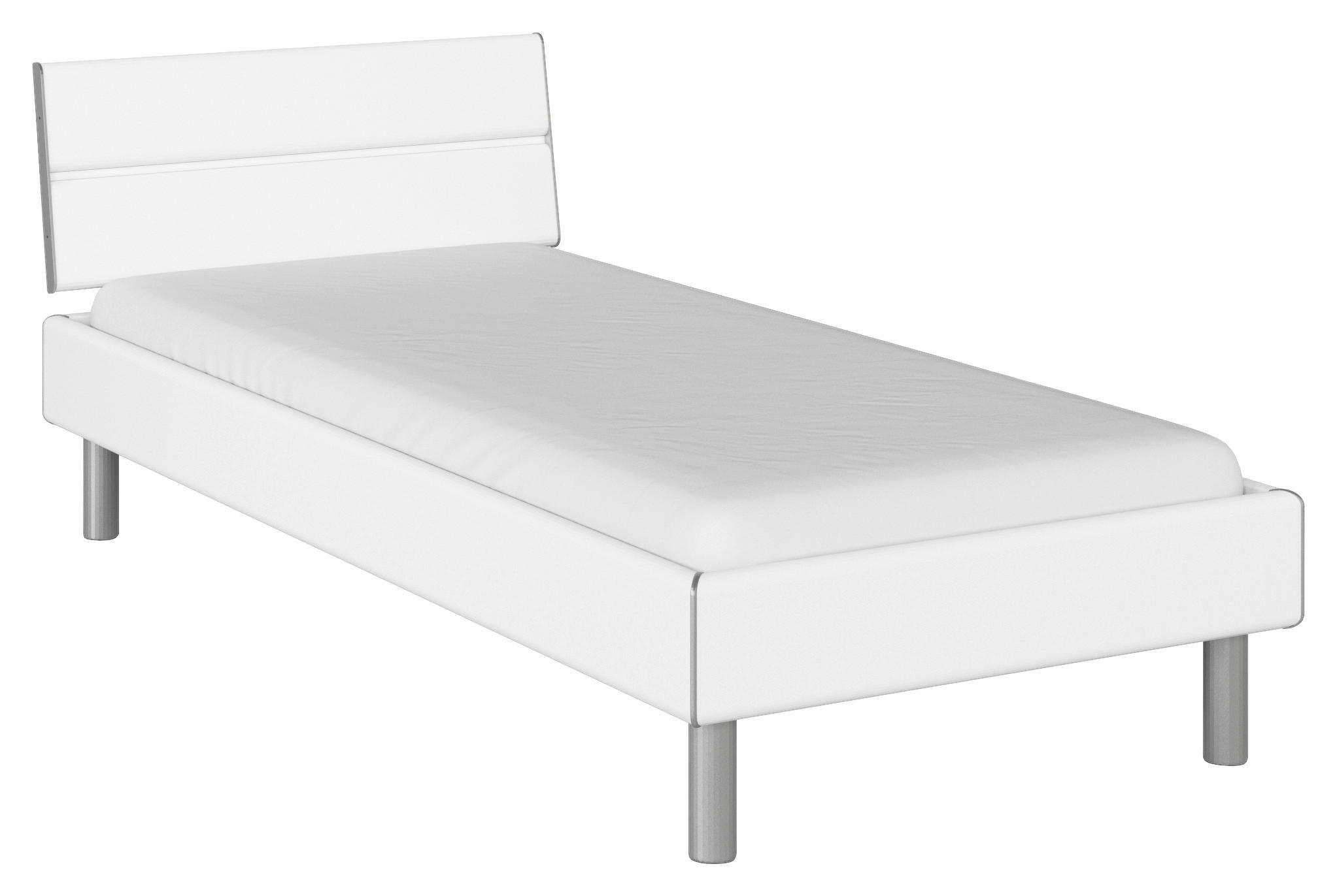 BETT 90/200 cm  in Weiß  - Alufarben/Weiß, Design, Metall (90/200cm) - Carryhome