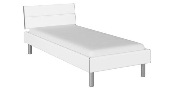 BETT 90/200 cm  in Weiß  - Alufarben/Weiß, Design, Holzwerkstoff/Metall (90/200cm) - Carryhome