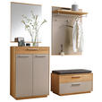 GARDEROBE 5-teilig  in 170/195/40 cm  - Taupe/Eichefarben, Design, Glas/Holz (170/195/40cm) - Novel