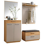GARDEROBE 5-teilig  in 170/195/40 cm  - Taupe/Eichefarben, Design, Glas/Holz (170/195/40cm) - Novel