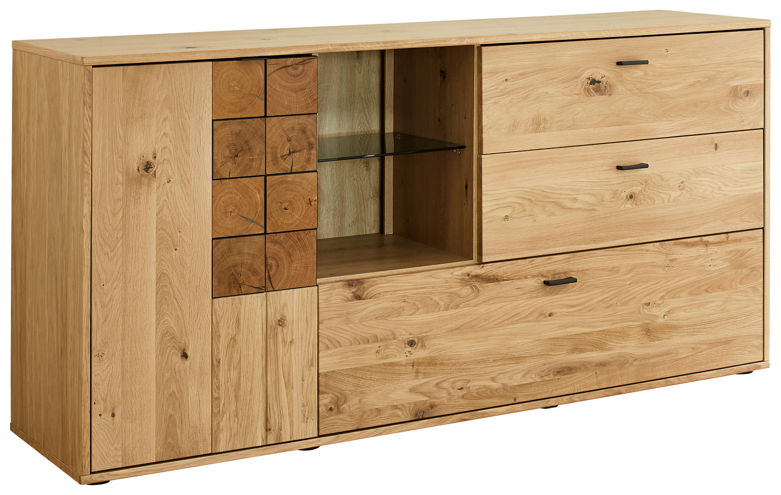 SIDEBOARD  173,8/85,3/43,8 cm 1 Schublade(n)  - Alteiche/Anthrazit, KONVENTIONELL, Glas/Holz (173,8/85,3/43,8cm) - Linea Natura