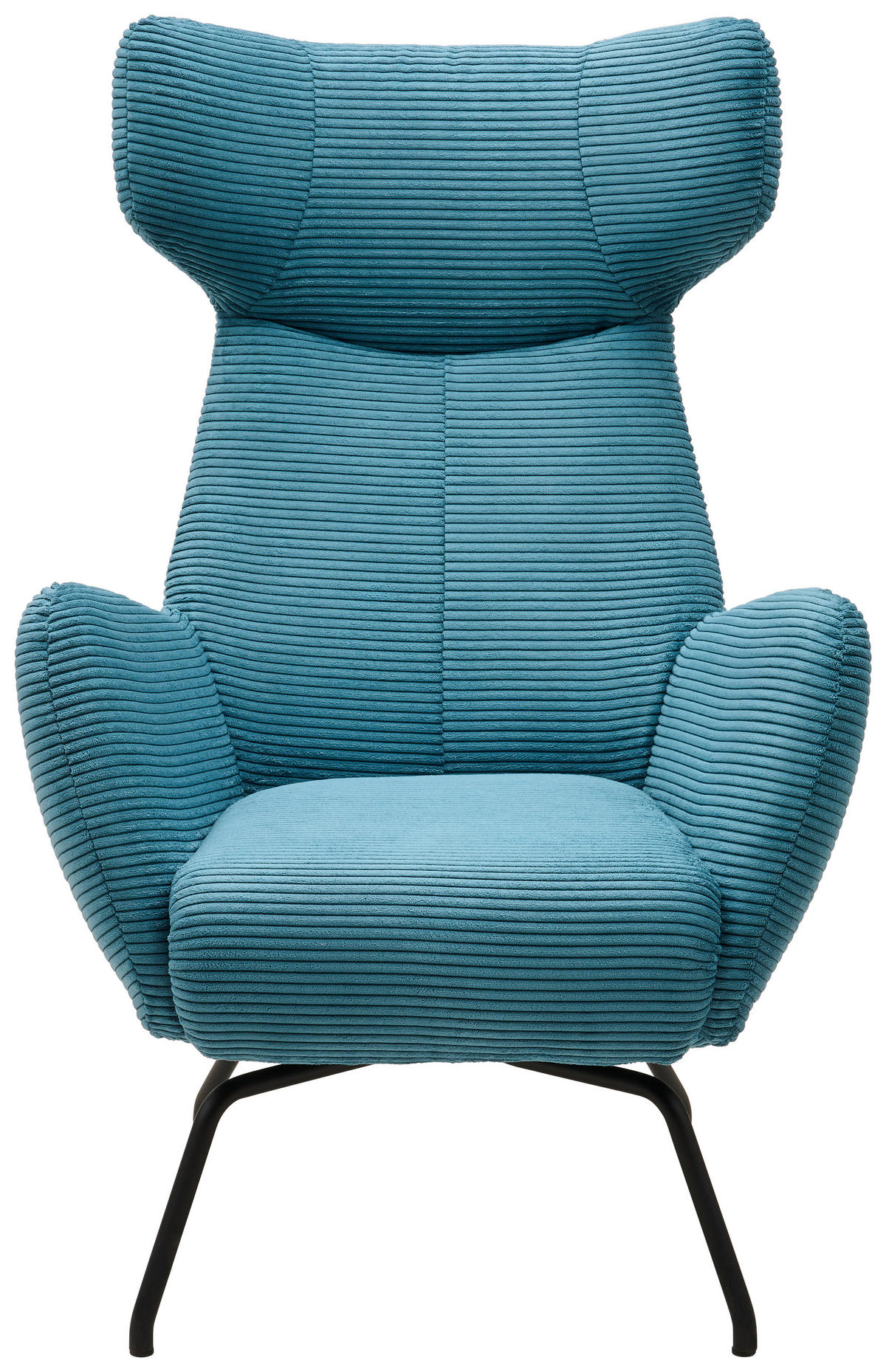 OHRENSESSEL in Cord Petrol  - Petrol/Schwarz, Design, Textil/Metall (79/117/82cm) - Lomoco
