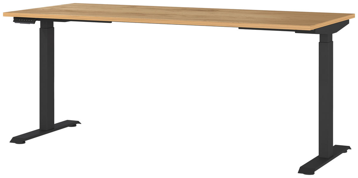SCHREIBTISCH höhenverstellbar  - Eichefarben/Schwarz, MODERN, Holzwerkstoff/Metall (180/80/72-118cm) - Novel