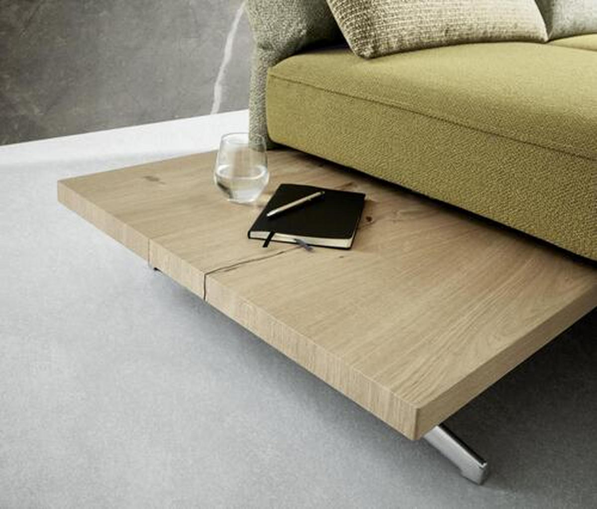 ECKSOFA in Flachgewebe Limette  - Chromfarben/Limette, Design, Holz/Textil (240/132cm) - Koinor